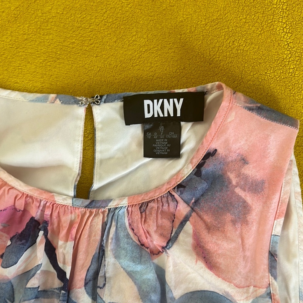 DKNY Pink and Blue Floral Top